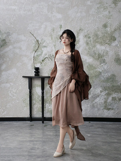 Ebony 乌木案 - New Chinese Style Outfit Wabi-Sabi Dress Set