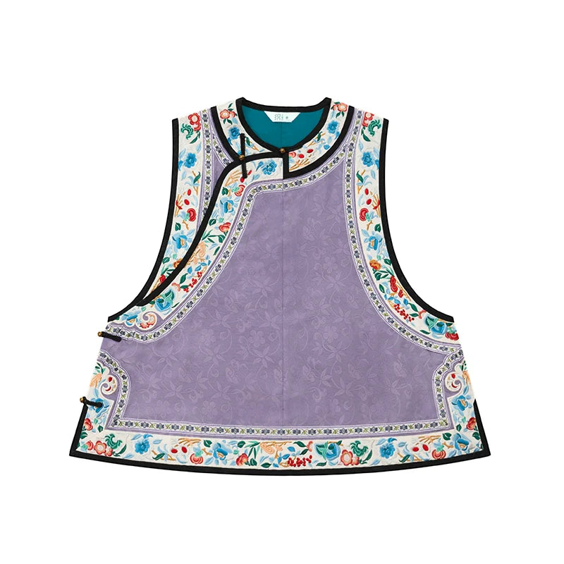 Modern Qing Han Inspired Women Traditional Outfit Sleeveless Jacquard Vest & Mamianqun - Yanyu 宴妩 (Preorder)