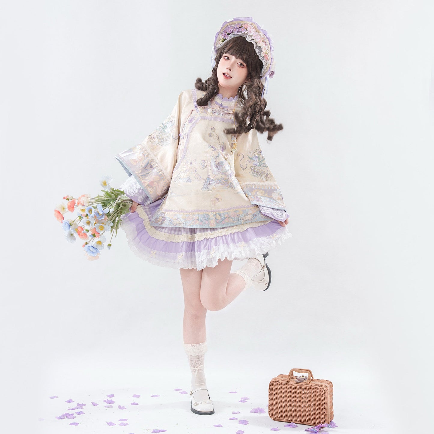 Modern Qing Han Lady Attire with Layered Skirt - Tulip Duck 郁香鸭鸭