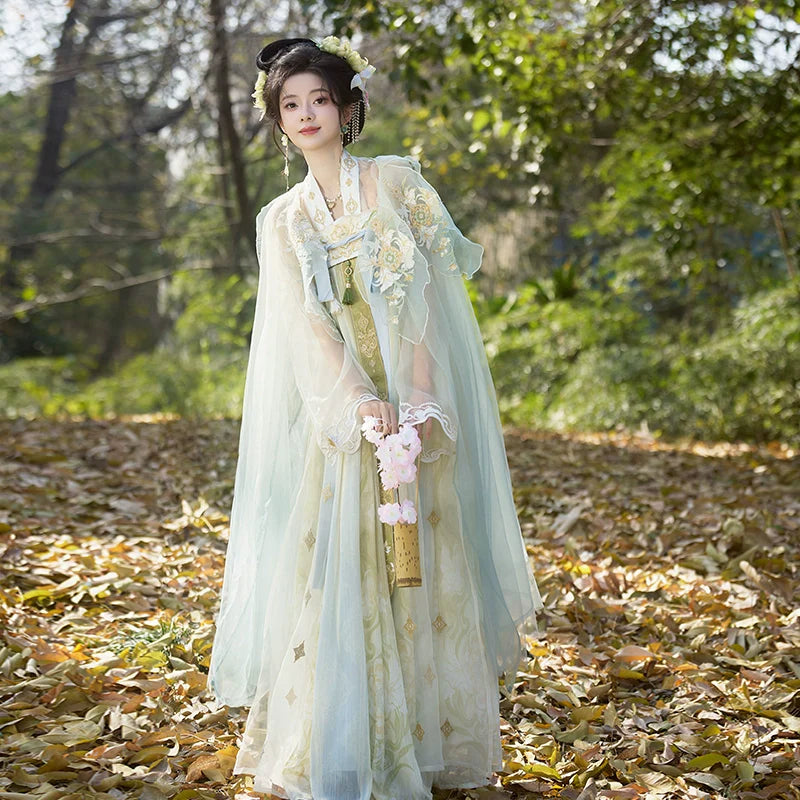 Youlan 幽兰 - Tang Dynasty Style Qixiong Ruqun with Cloak