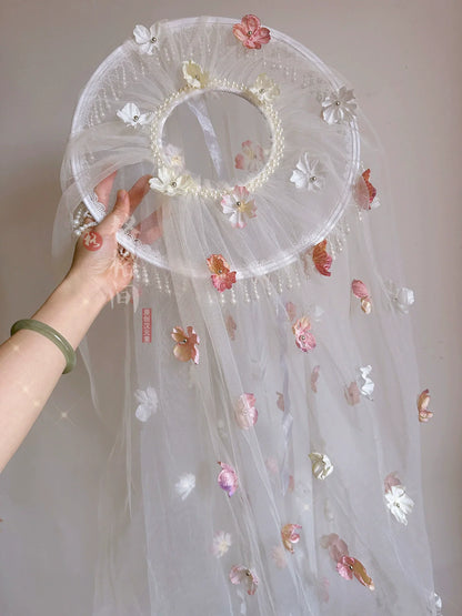 Flower Curtain Veil Hat (帷帽) - Tang Style with Flower Tassels