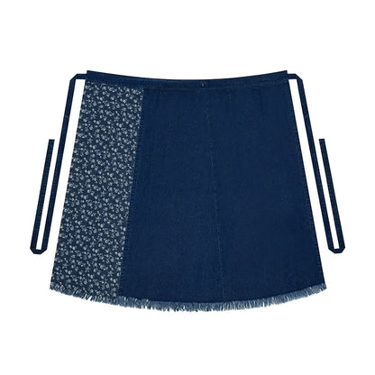Song Dynasty Modern Hanfu Set with Majia, Long Sleeve Top and Denim Spiral Skirt - Blue Kite 蓝鸢 (Preorder)
