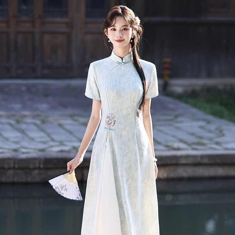 Short Sleeve Lilac A Line Qipao | Whispers