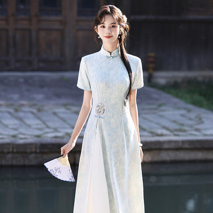 Short Sleeve Lilac A Line Qipao | Whispers