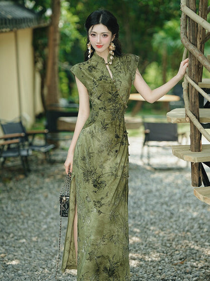 Sleeveless Modern Long Cheongsam | Zhuzi