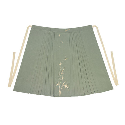 New Chinese Style Long Sleeve Top with Mamianqun Hanfu Set - Gratitude 知竹