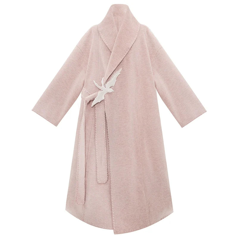Youyan 游燕 - Autumn Winter Double-Sided Wool Coat Hanfu Chinese Style Daily Warm Outerwear for Women (Preorder)