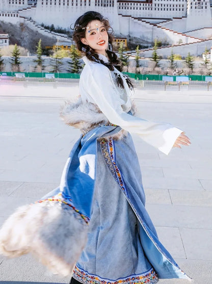 Soul of the Plateau - Spring Tibetan Embroidered Robe Ethnic Style Photography Outfit