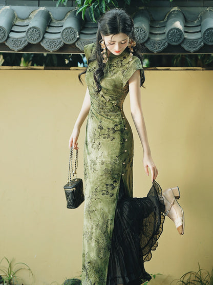 Sleeveless Modern Long Cheongsam | Zhuzi