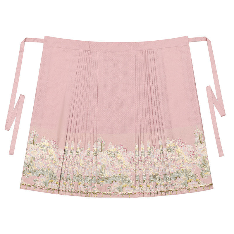 Ming Dynasty Hanfu Set with Embroidered Cloud Collar & Mamian Skirt｜Furong 芙蓉