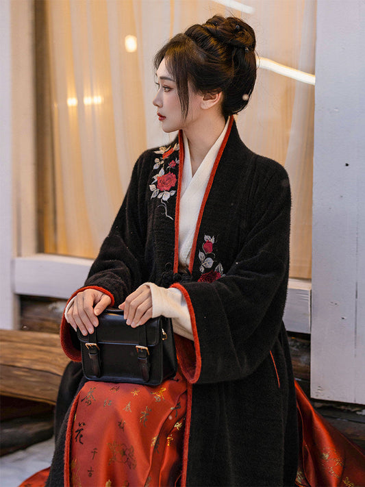 Song Dynasty Modern Hanfu Jacket and Mamianqun for Autumn and Winter - Cinnabar 朱砂痣 (Preorder)