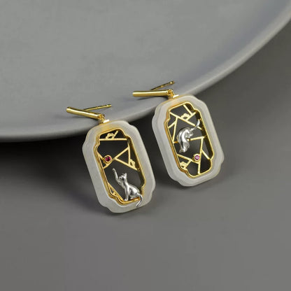 Tibetan Cat Pavilion Earrings | Cheongsam Jewelry