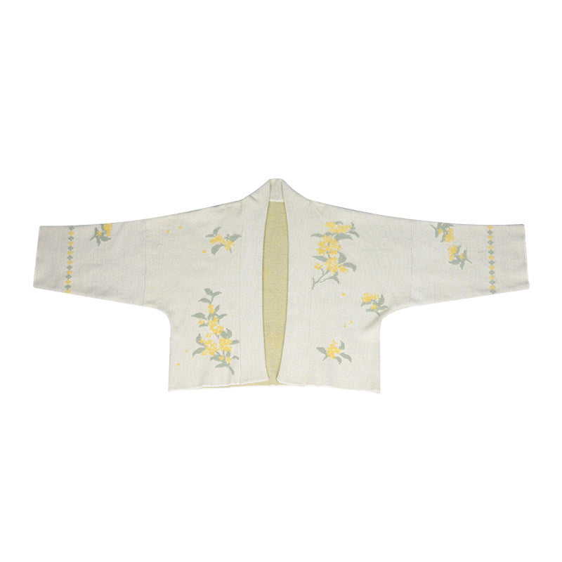 Song Dynasty Modern Hanfu Winged Sleeve Top and Wrap Skirt for Autumn and Winter - Osmanthus 桂花令 (Preorder)