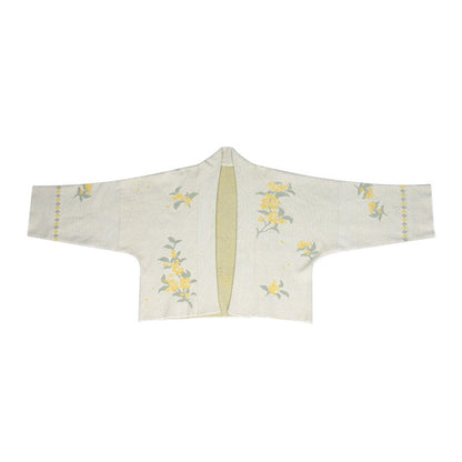 Song Dynasty Modern Hanfu Winged Sleeve Top and Wrap Skirt for Autumn and Winter - Osmanthus 桂花令 (Preorder)