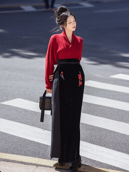 Song Dynasty Modern Hanfu Winged Sleeve Top and Spiral Skirt - Only Love 偏爱 (Preorder)