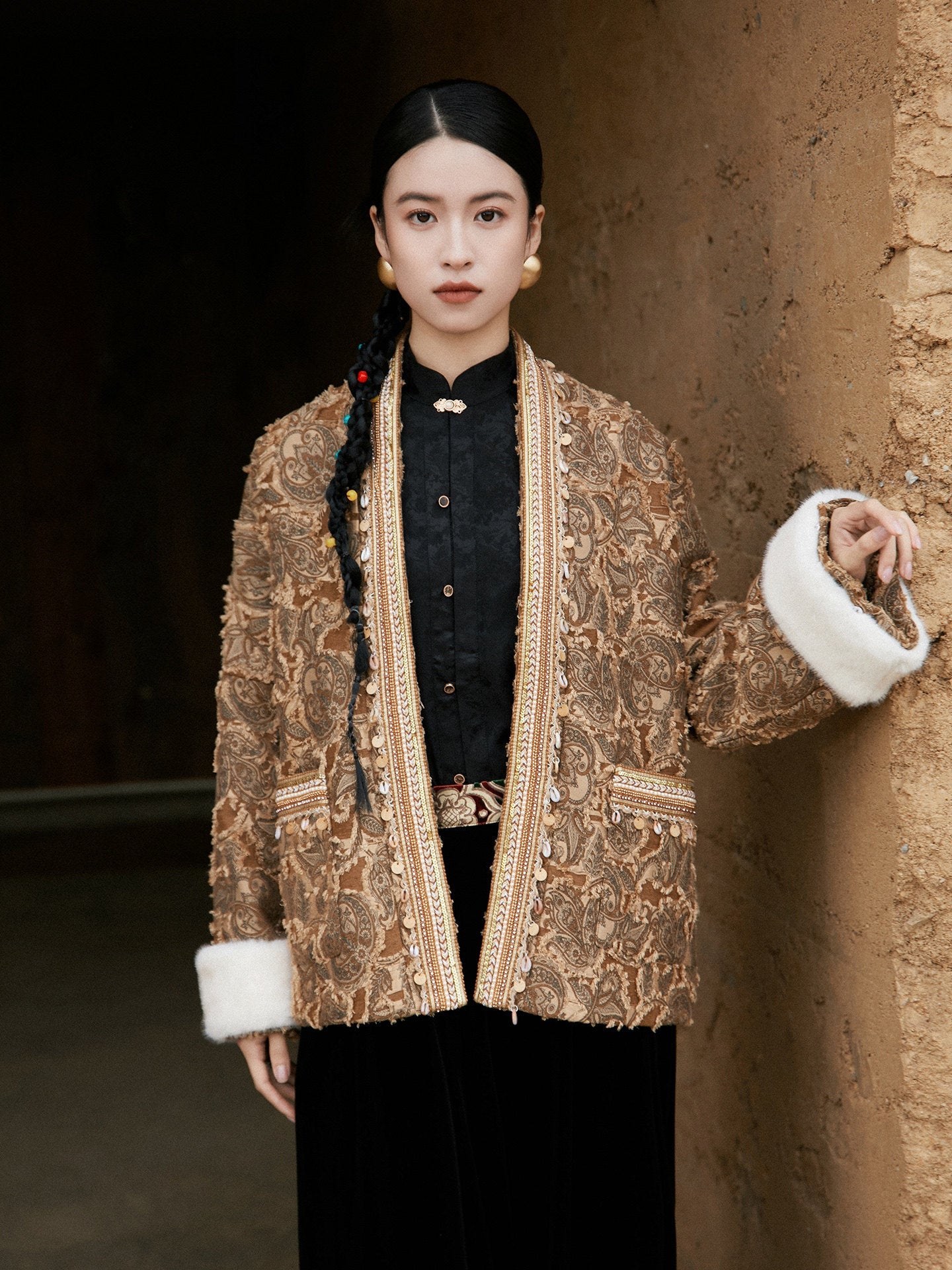 New Chinese and Ethnic Style Jacquard Cut Jacket - Qingheng 清珩