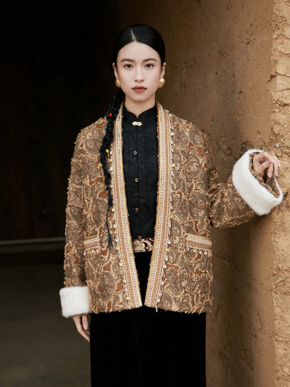 New Chinese and Ethnic Style Jacquard Cut Jacket - Qingheng 清珩