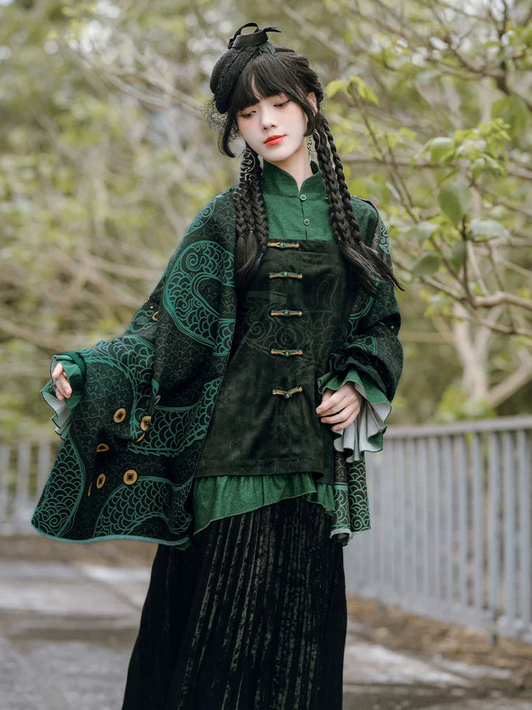New Chinese Style Print Shawl - Shengqing 升卿