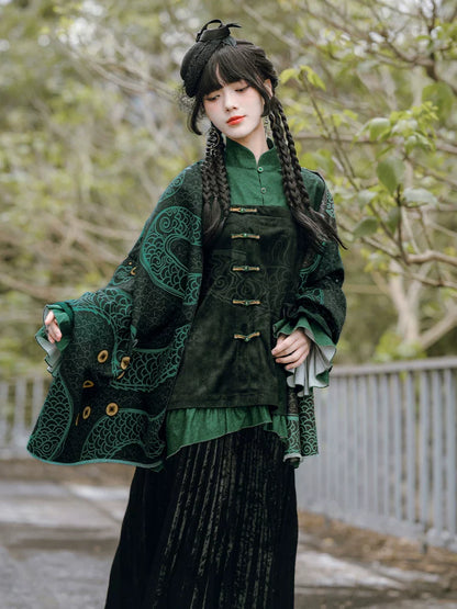 New Chinese Style Print Shawl - Shengqing 升卿