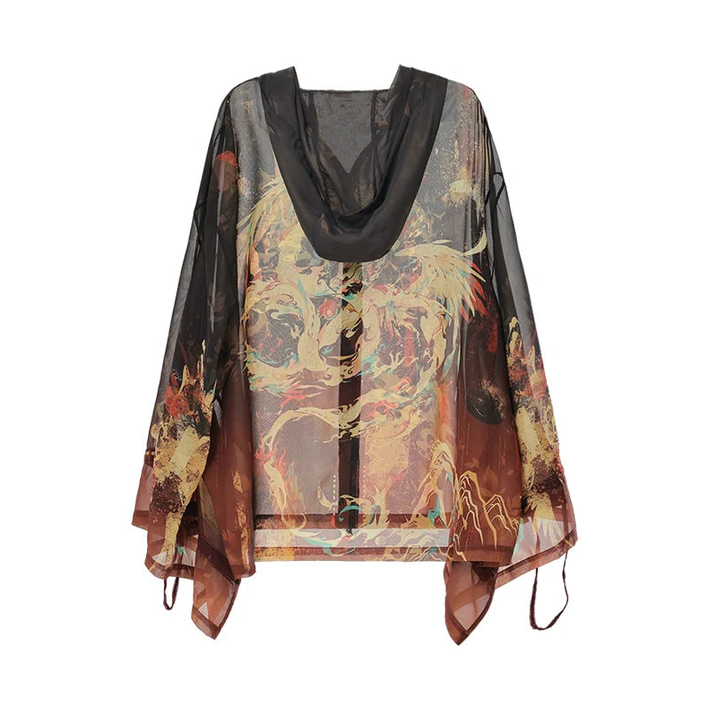 Yinglong 应龙 - Printed Hooded Chinese Style Sunscreen Shirt & Pants