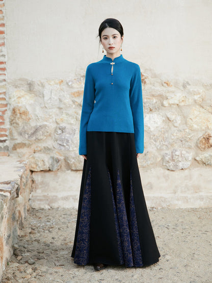 New Chinese Style Cashmere Blend Knitted Sweater - Shiyu 莳予