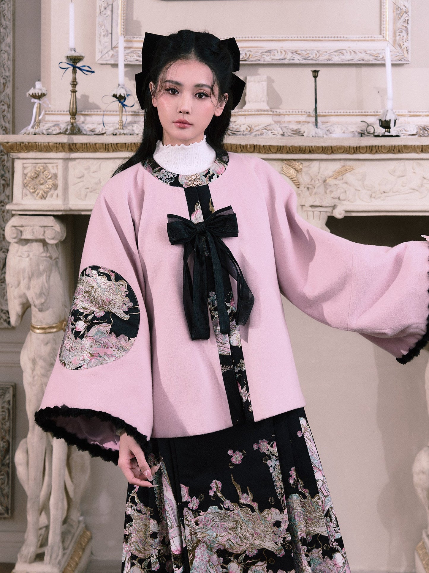 Ming Dynasty Modern Hanfu Jacket and Mamianqun - Spring Peach Mountain 春山桃龙