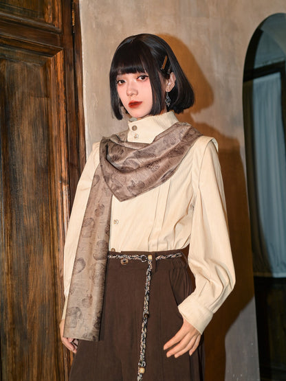 New Chinese Style Retro Long Sleeve Top with Detachable Cape - Reincarnation 轮回