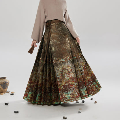 Earth God | Modern Ming Dynasty Sweater and Mamianqun Skirt Hanfu Set