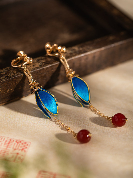 Twilight Clouds Velvet Flower Earrings | Hanfu Jewelry