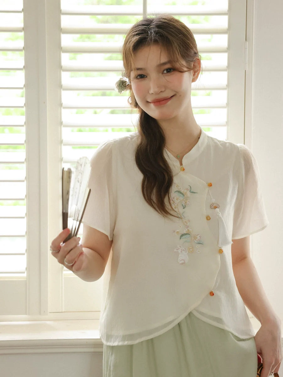 Pear Falling 梨落轻舟 - New Chinese Style Cheongsam Matching Set