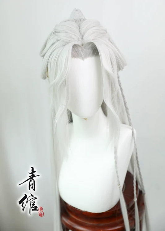 Master Xie Lian hanfu cosplay hair wig — detail view