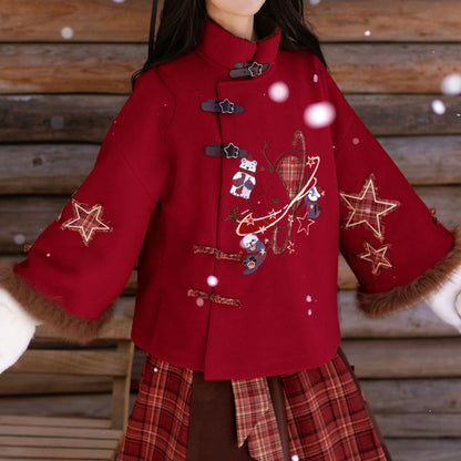 Neo Chinese New Year Sweet Plaid Jacket | Winter 冬日联萌