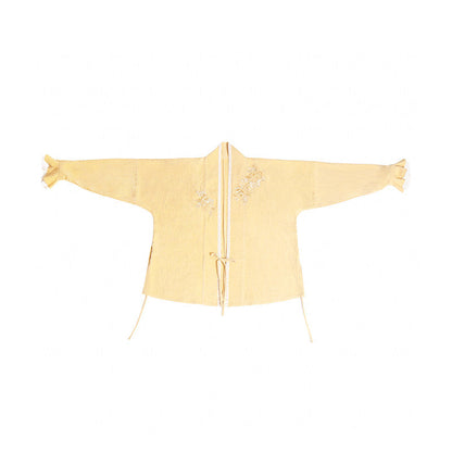 Song Dynasty Modern Hanfu Winged Sleeve Top and Spiral Skirt for Autumn and Winter - Yellow Rose 黄玫瑰 (Preorder)