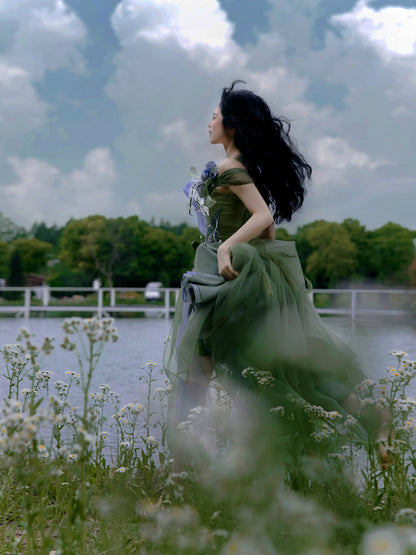 New Chinese Style Green Forest Bustier and Skirt - A Midsummer Night's Dream 仲夏夜之梦