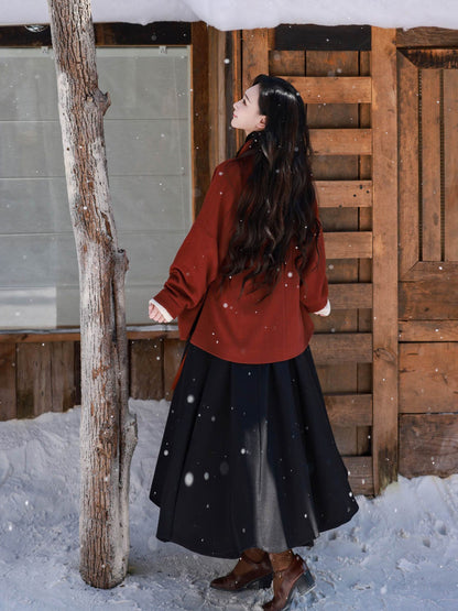 Chinese Jacket with Winged Sleeve Top & Wrap Skirt | Love Letter 情书