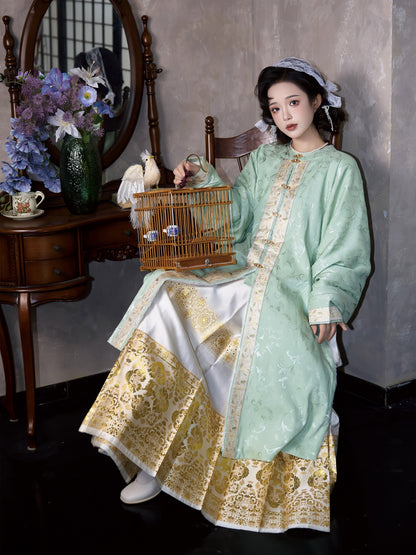 Ming Dynasty Round Neck Long Jacket with Fleece | Mulan 木兰