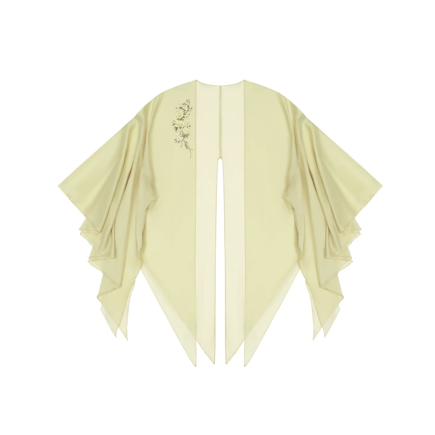 New Chinese Style Women Gradient Embroidered Wide-Sleeve Cape & Pleated Slip Dress - Camellia Water 山茶煮水 (Preorder)