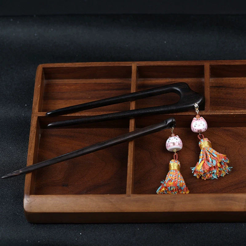 Lucky Cat Hair Stick | Hanfu Hair Accessory