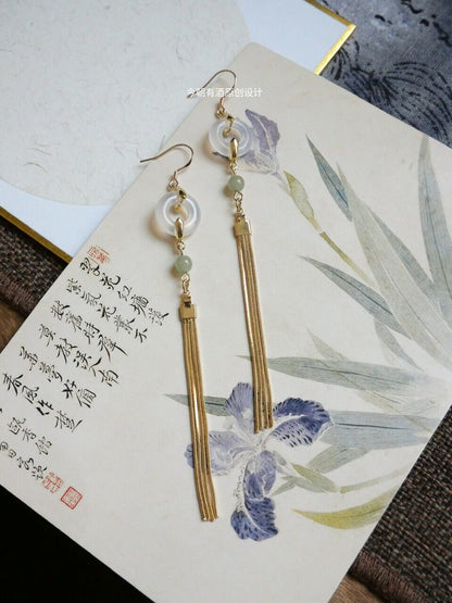 Golden Jade Branches Earrings | Hanfu Jewelry