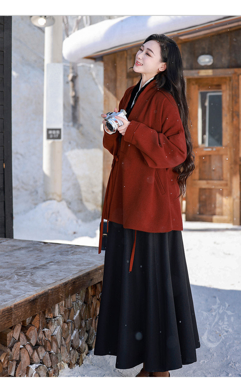 Chinese Jacket with Winged Sleeve Top & Wrap Skirt | Love Letter 情书