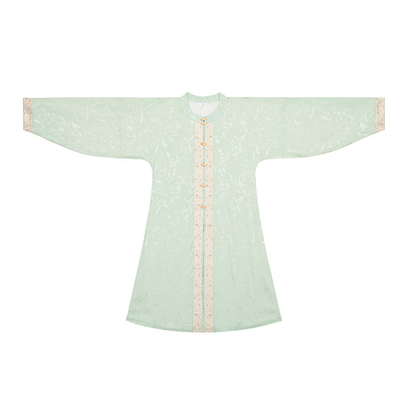 Ming Dynasty Round Neck Long Jacket with Fleece | Mulan 木兰