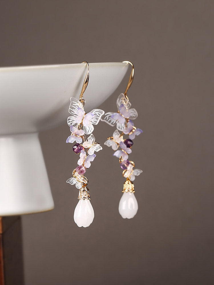 Amethyst Butterfly Drop Earrings | Cheongsam Jewelry