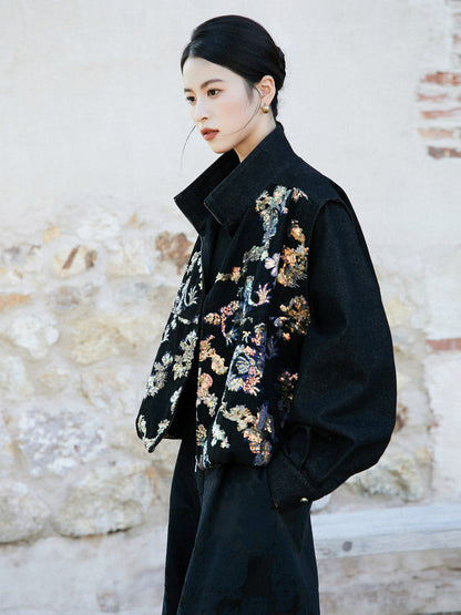 New Chinese Style Dragon Motif Sequin Oversized Jacket - Tunan 图南