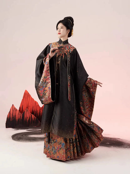 Ming Dynasty Traditional Hanfu Set & Mamian Skirt | Crimson Feathers 赤羽
