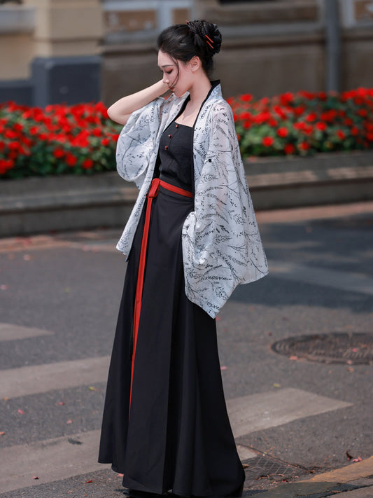 Xuan Mo pleated hanfu set - detail close-up