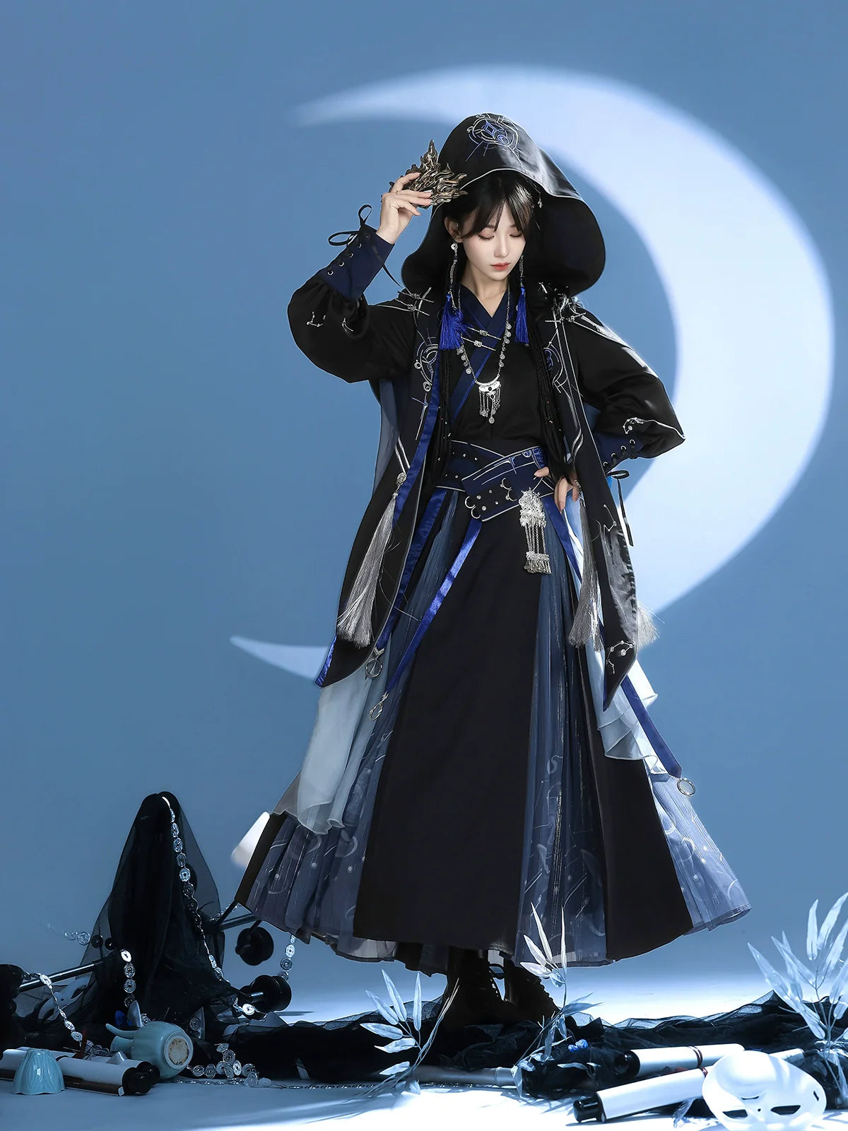 Celestial Aegis 玄穹司天 - New Chinese Style Assassin Hanfu with Cloak (Preorder)