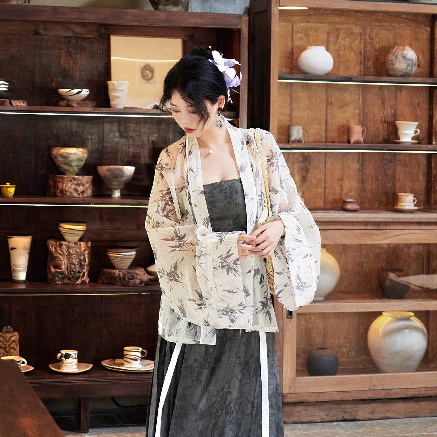Xiaoxiang Bamboo 潇湘竹 - New Chinese Style Wei Jin Pleated Summer Dress Outfit