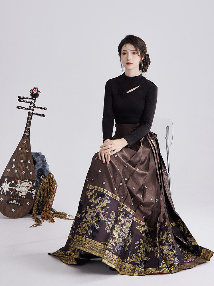 Ming Dynasty Modern Hanfu and Mamianqun - Five Strings Pipa 五弦琵琶