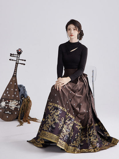 Ming Dynasty Modern Hanfu and Mamianqun - Five Strings Pipa 五弦琵琶