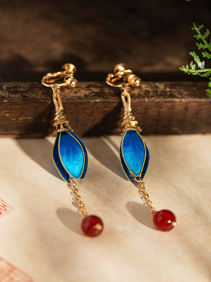 Twilight Clouds Velvet Flower Earrings | Hanfu Jewelry